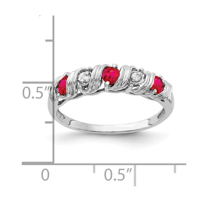 14K White Gold Ruby Diamond ring