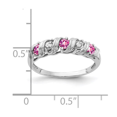 14K White Gold Pink Sapphire AA Diamond ring