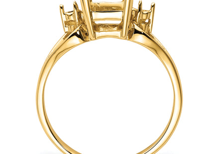 14k Diamond / Emerald-cut Gemstone Ring Mounting