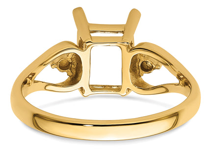 14k Diamond / Emerald-cut Gemstone Ring Mounting
