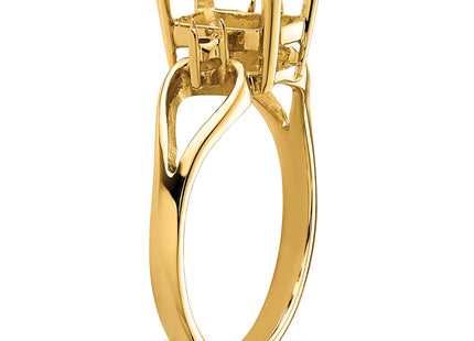 14k Diamond / Emerald-cut Gemstone Ring Mounting