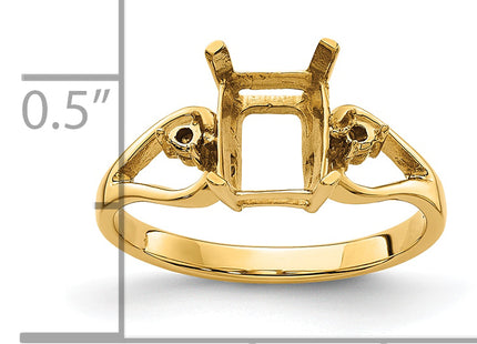 14k Diamond / Emerald-cut Gemstone Ring Mounting