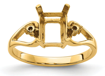 14k Diamond / Emerald-cut Gemstone Ring Mounting
