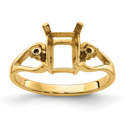 14K Diamond / Emerald-cut Gemstone Ring Mounting