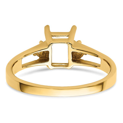 14K Diamond / Emerald-cut Gemstone Ring Mounting