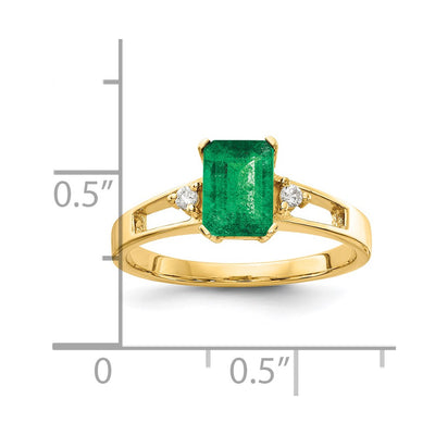 14K Emerald Cut Emerald Diamond ring
