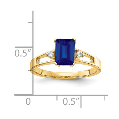 14K Emerald Cut Sapphire AA Diamond ring