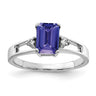 14k White Gold Emerald Cut Tanzanite AA Diamond ring
