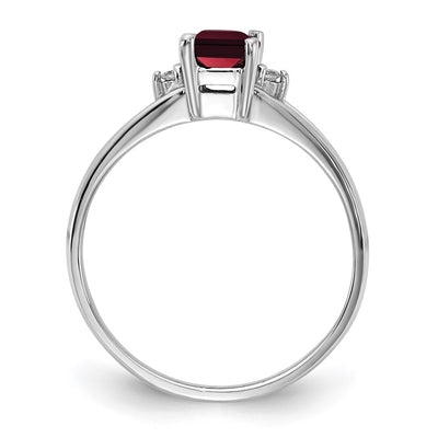 14K White Gold Emerald Cut Garnet AA Diamond ring