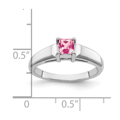 14K White Gold Princess Cut Pink Tourmaline Ring