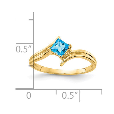 14K Princess Cut Blue Topaz ring