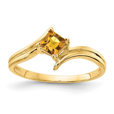 14K Princess Cut Citrine ring