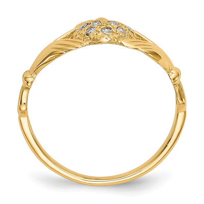 14K Yellow Gold 1/ AA Diamond Claddagh Ring