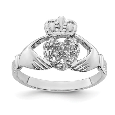 14K white gold claddagh ring