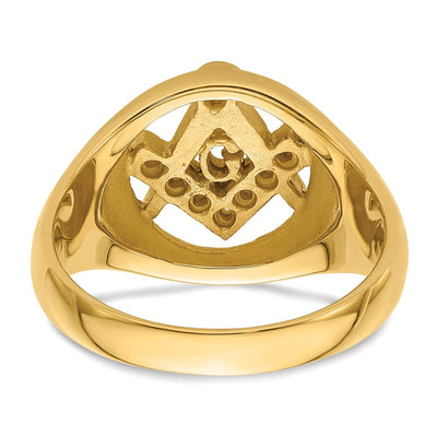 14K Men's Polished and Textured Masonic Ring Mounting