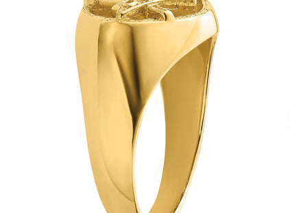 14k Men's Polished and Textured Masonic Ring Mounting (Style Y7232)