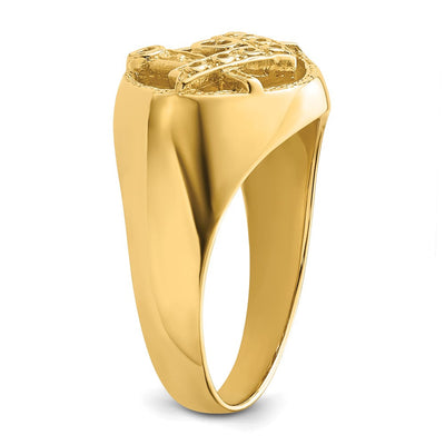 14K Men's Polished and Textured Masonic Ring Mounting