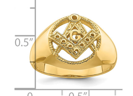 14k Men's Polished and Textured Masonic Ring Mounting (Style Y7232)