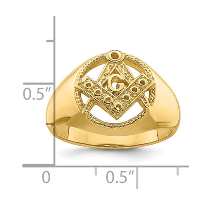 14K Men's Polished and Textured Masonic Ring Mounting