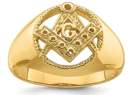 14k Men's Polished and Textured Masonic Ring Mounting (Style Y7232)