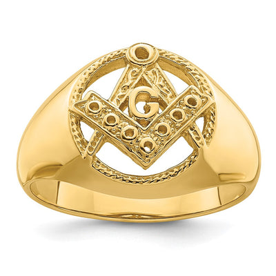 14K Men's Polished and Textured Masonic Ring Mounting