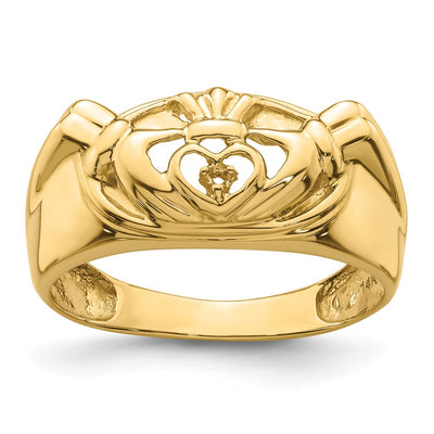 14K white gold claddagh band