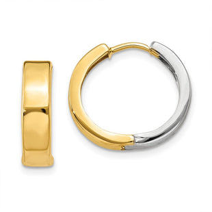 14k Two-tone Hinged Hoop Earrings (Style Y7909)