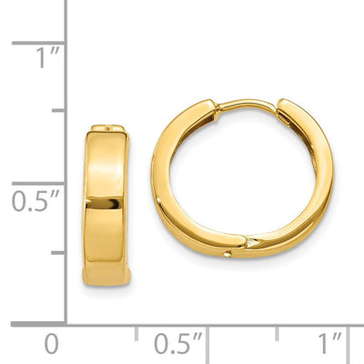 14K Round Hinged Hoop Earrings, 15 x 3.5mm