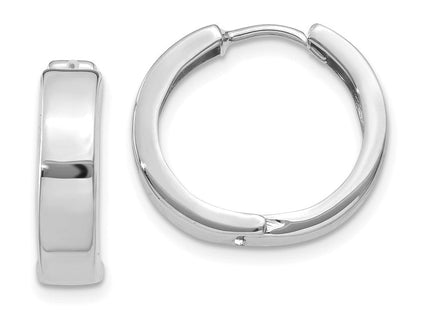 14k White Gold Round Hinged Hoop Earrings (Style Y7911)