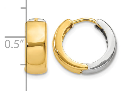 14k Two-tone Hinged Hoop Earrings, 10 x 5mm
