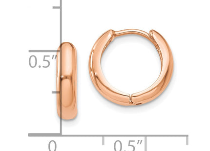 14K rose gold hoop earrings, further view