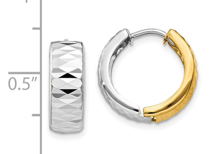 14k Two-tone Textured Hoop Earrings (Style Y7918)