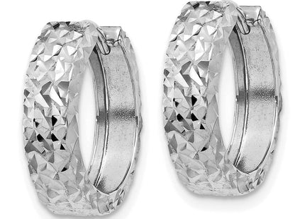 14k White Gold Diamond-cut Hinged Hoop Earrings (Style Y7927)