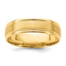 14k Yellow Gold Lightweight Comfort Fit Brushed Satin/Polished Grooved Edge Wedding Band Size 9