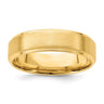 14k Yellow Gold Lightweight Comfort Fit Brushed Satin/Polished Stepped Edge Wedding Band Size 12
