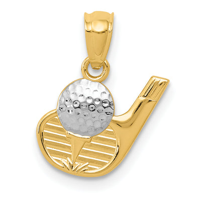 14K and Rhodium Golf Pendant