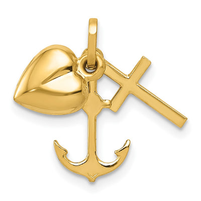 14K gold anchor pendant