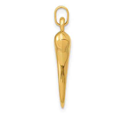 14K Hollow 3D Italian Horn Charm, 24 x 6mm
