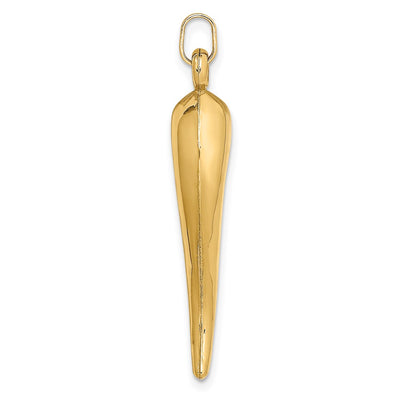 14K Hollow 3D Italian Horn Charm, 33 x 8mm