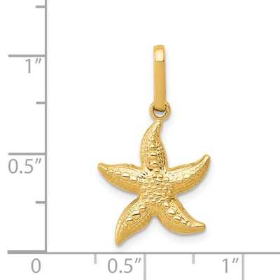 14K Textured Hollow Starfish Pendant