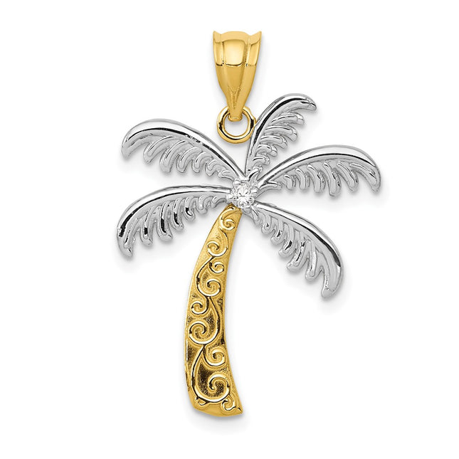 14k Yellow & Rhodium Pendants Style YC1112 - Classique Jewelry Inc.