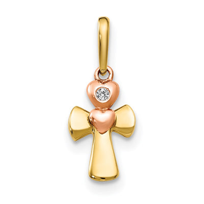 14K yellow gold cubic zirconia cross pendant