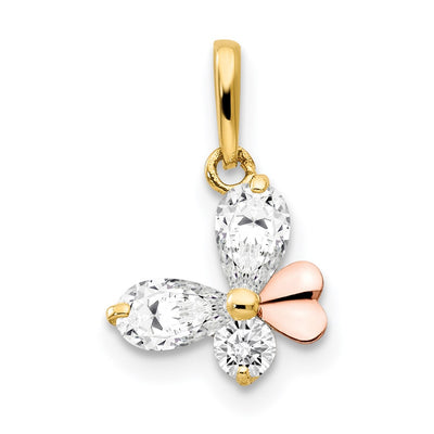 14K yellow gold cubic zirconia butterfly pendant