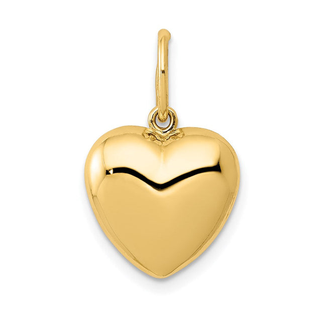 14K Polished 3-D Puffed Heart Pendant, 19 x 11mm