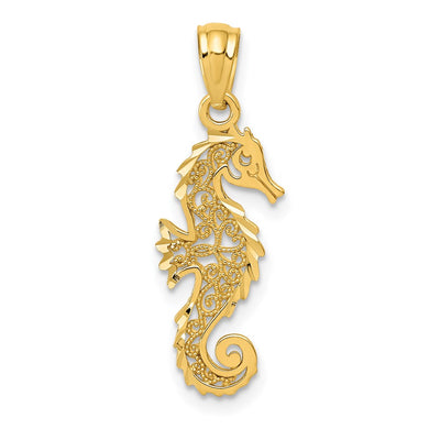 14K gold seahorse pendant