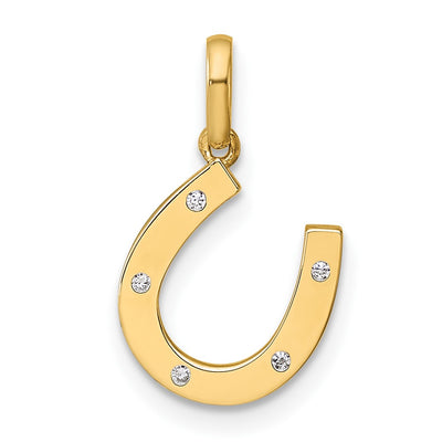 14K gold cubic zirconia horseshoe pendant