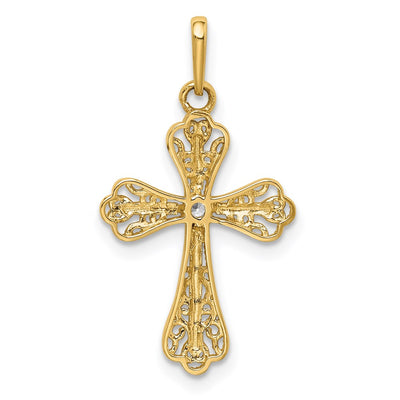 14K w/White Rhodium CZ Cross Pendant