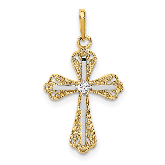 14k Yellow & Rhodium Pendants Style YC1375 - Classique Jewelry Inc.