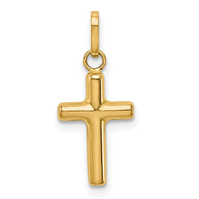 14K w/Rhodium Polished Hollow Crucifix Charm