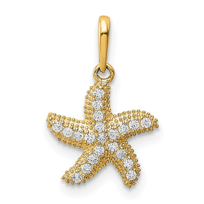 14K gold cubic zirconia starfish pendant